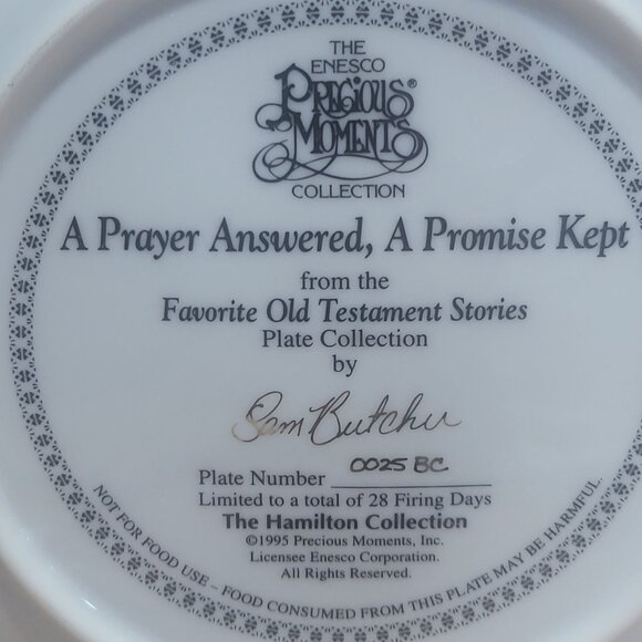 Enesco Precious Moments A Prayer Answered A Promise Kept Decorative Plate The Ha - Picture 5 of 12